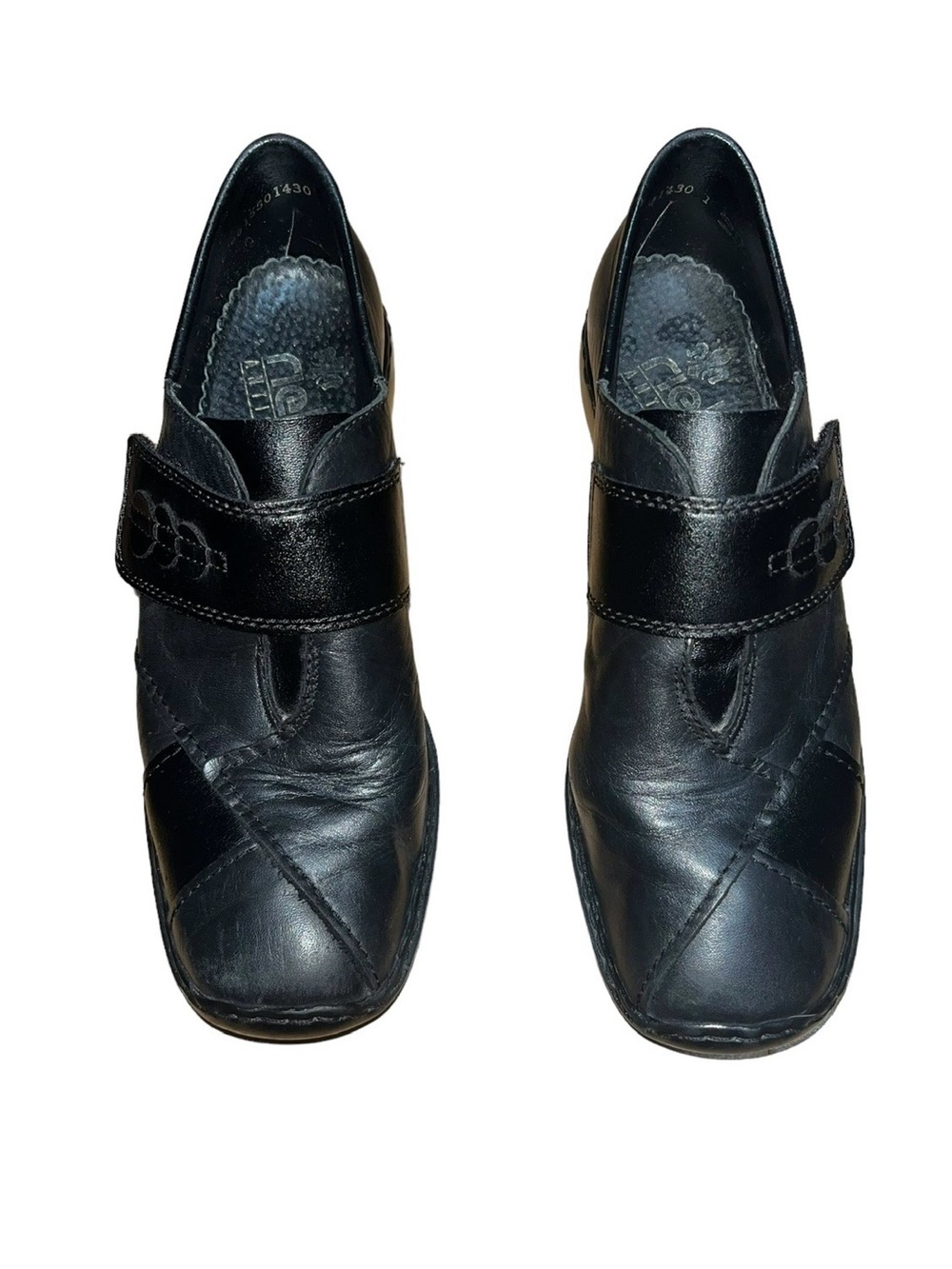Reiker Black Slip On Shoes with Velcro Strap Size 7 (European Size 38)